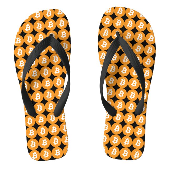 Bitcoin Logo Flip Flops (Footbed)
