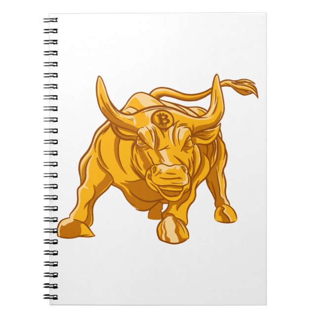Bitcoin Logo Gold Bull Notebook (Front)