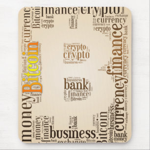 Bitcoin logo graphic wordart mouse pad