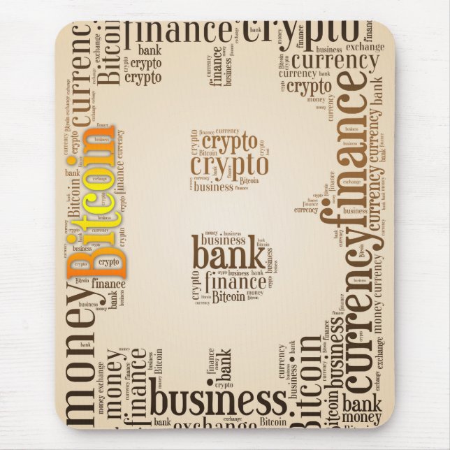 Bitcoin logo graphic wordart mouse pad (Front)