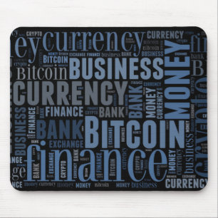 Bitcoin logo graphic wordart mouse pad