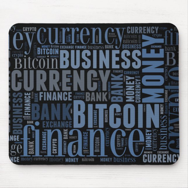 Bitcoin logo graphic wordart mouse pad (Front)