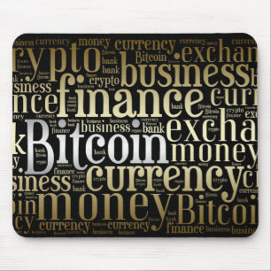 Bitcoin logo graphic wordart mouse pad