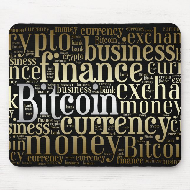 Bitcoin logo graphic wordart mouse pad (Front)