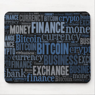 Bitcoin logo graphic wordart mouse pad