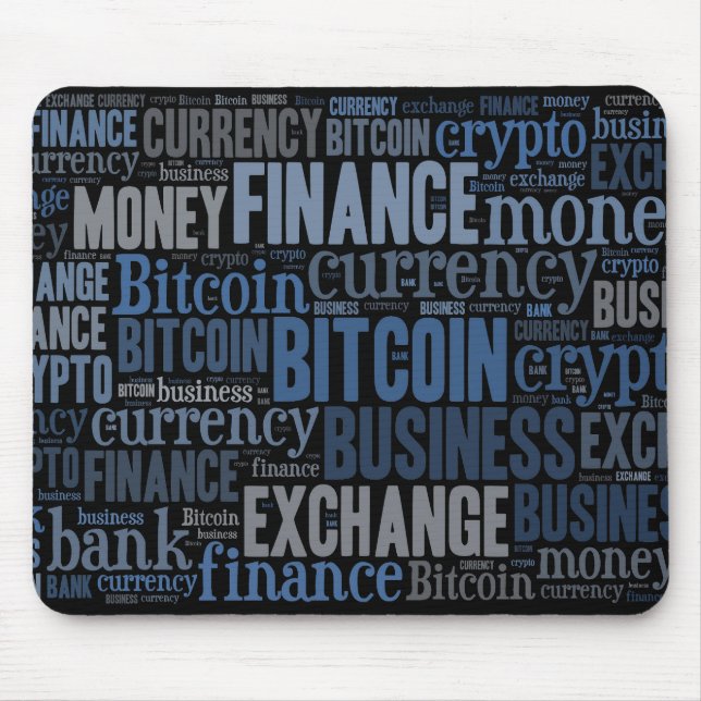 Bitcoin logo graphic wordart mouse pad (Front)