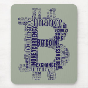 Bitcoin logo graphic wordart mouse pad