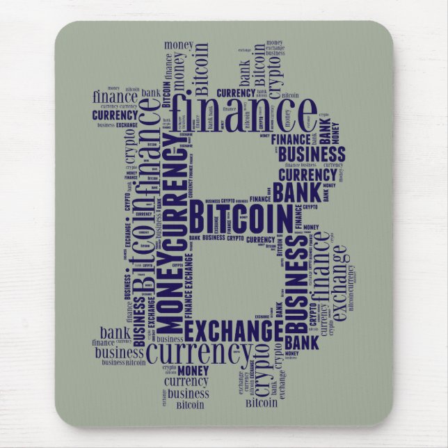 Bitcoin logo graphic wordart mouse pad (Front)