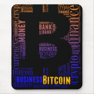 Bitcoin logo graphic wordart mouse pad