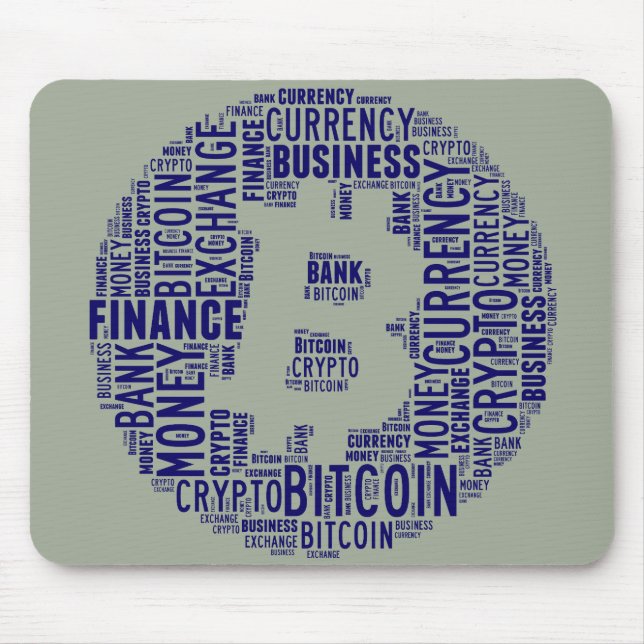 Bitcoin logo graphic wordart mouse pad (Front)
