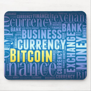 Bitcoin logo graphic wordart mouse pad