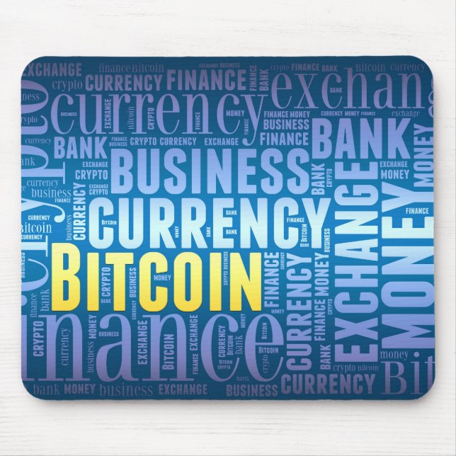 Bitcoin logo graphic wordart mouse pad (Front)