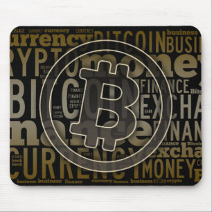 Bitcoin logo graphic wordart mouse pad