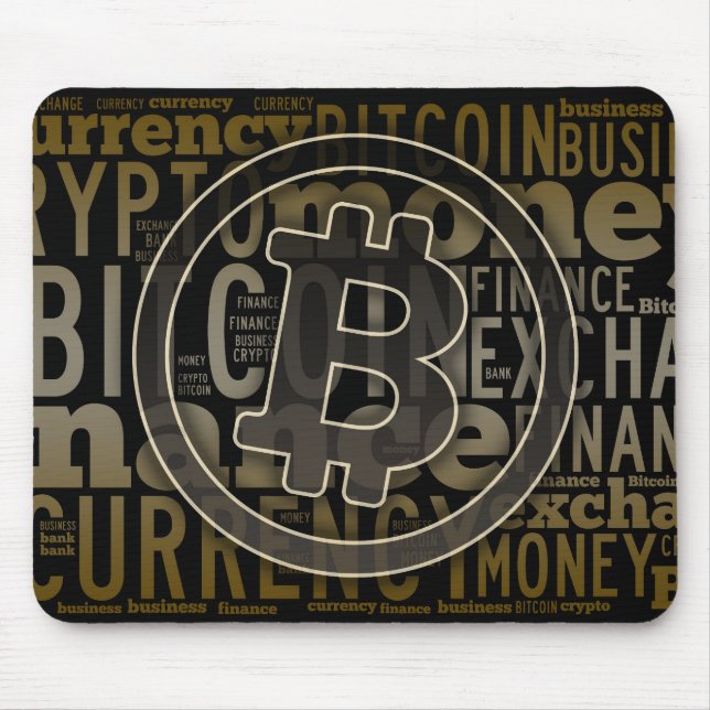 Bitcoin logo graphic wordart mouse pad (Front)