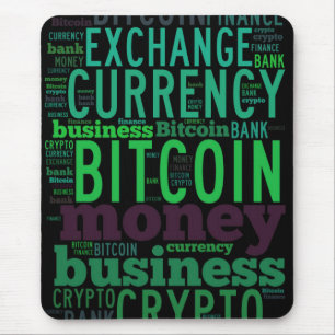 Bitcoin logo graphic wordart mouse pad