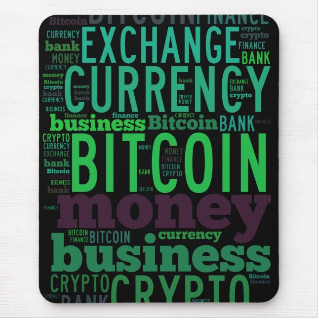 Bitcoin logo graphic wordart mouse pad (Front)