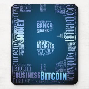 Bitcoin logo graphic wordart mouse pad