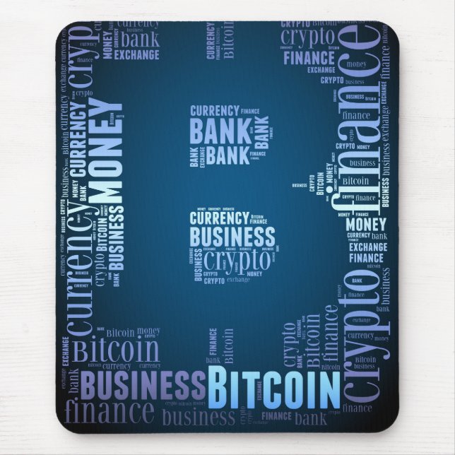 Bitcoin logo graphic wordart mouse pad (Front)
