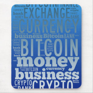 Bitcoin logo graphic wordart mouse pad