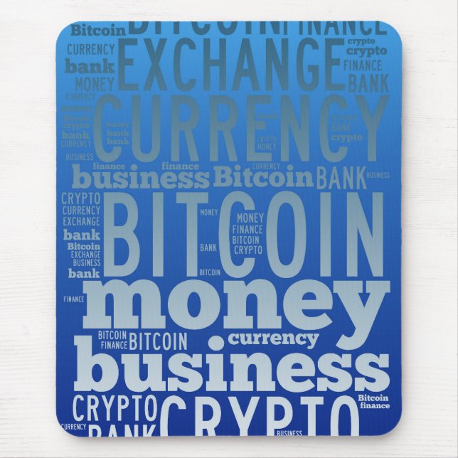Bitcoin logo graphic wordart mouse pad (Front)