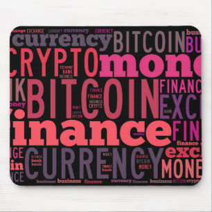 Bitcoin logo graphic wordart mouse pad