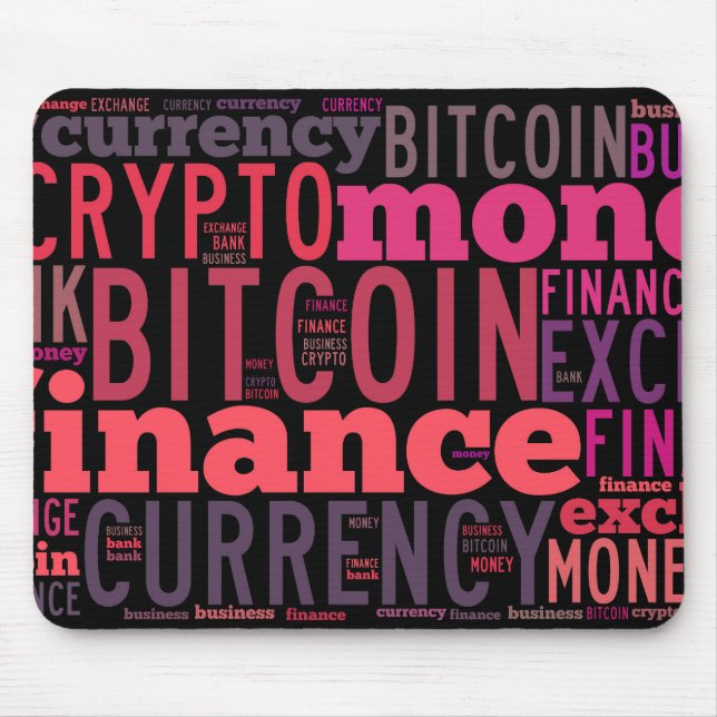 Bitcoin logo graphic wordart mouse pad (Front)