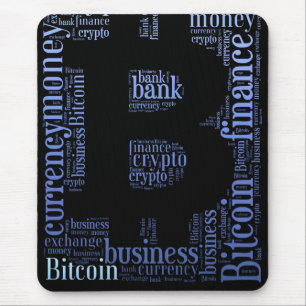 Bitcoin logo graphic wordart mouse pad