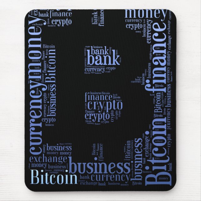 Bitcoin logo graphic wordart mouse pad (Front)