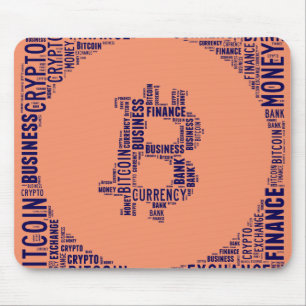 Bitcoin logo graphic wordart mouse pad