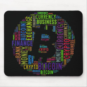 Bitcoin logo graphic wordart mouse pad