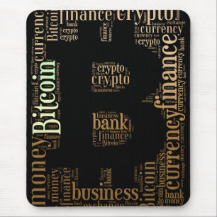 Bitcoin logo graphic wordart mouse pad