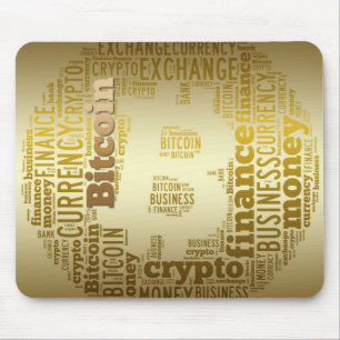 Bitcoin logo graphic wordart mouse pad