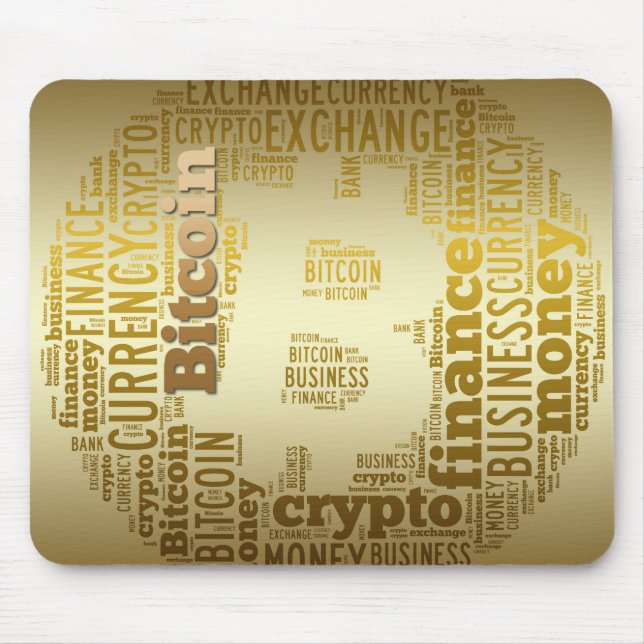 Bitcoin logo graphic wordart mouse pad (Front)