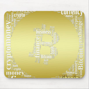 Bitcoin logo graphic wordart mouse pad