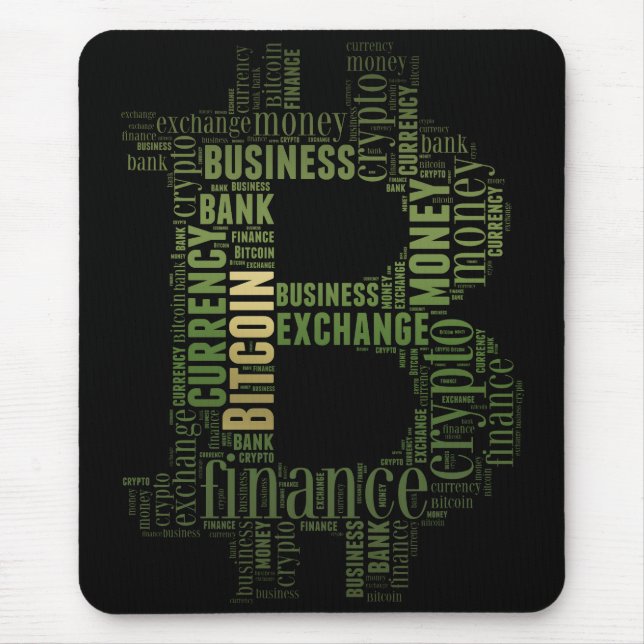 Bitcoin logo graphic wordart mouse pad (Front)