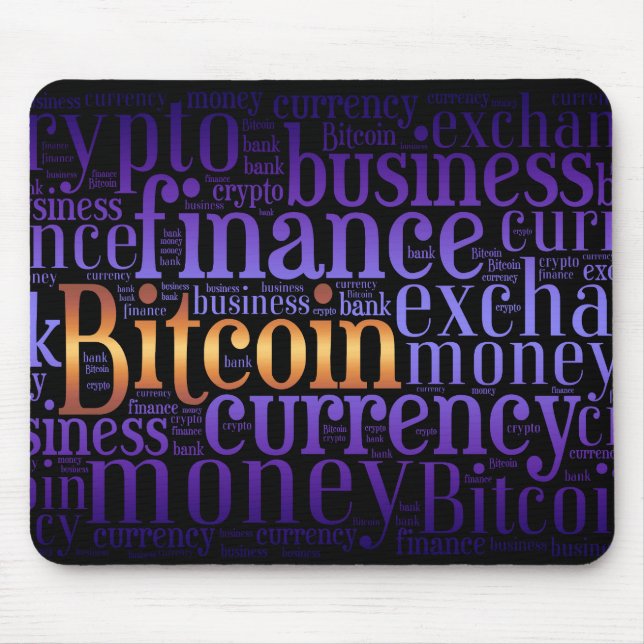 Bitcoin logo graphic wordart mouse pad (Front)