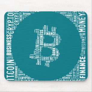 Bitcoin logo graphic wordart mouse pad