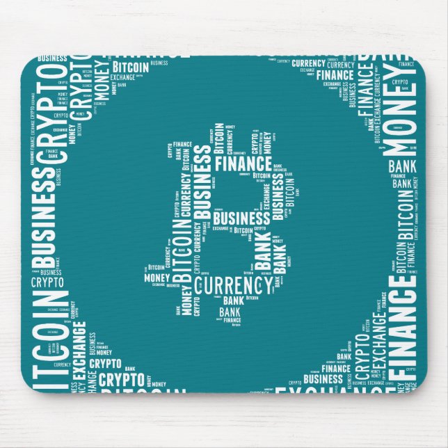 Bitcoin logo graphic wordart mouse pad (Front)