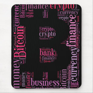 Bitcoin logo graphic wordart mouse pad