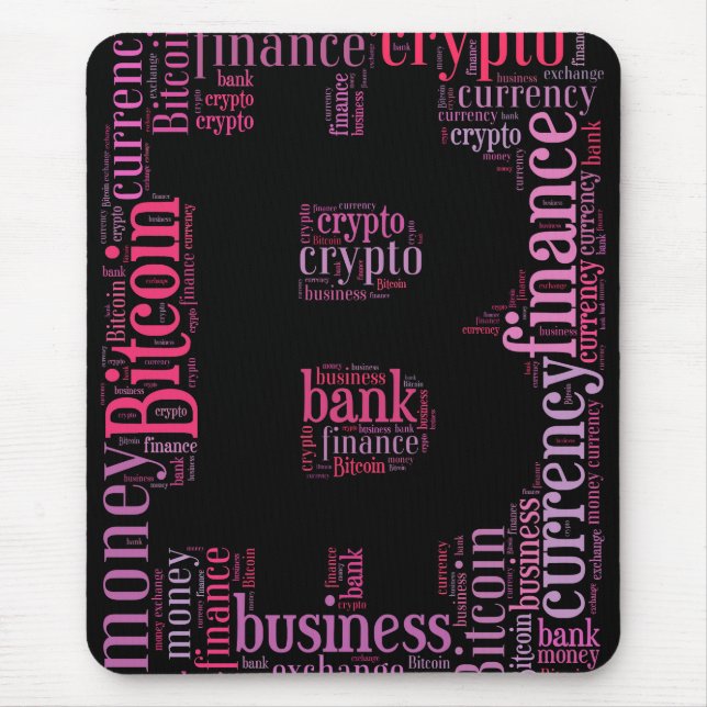 Bitcoin logo graphic wordart mouse pad (Front)