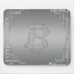Bitcoin logo graphic wordart mouse pad