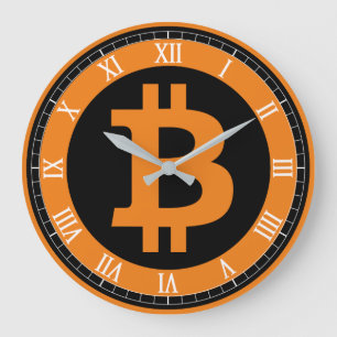 Bitcoin logo graphics business, office wall large clock
