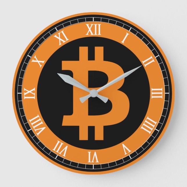 Bitcoin logo graphics business, office wall large clock (Front)