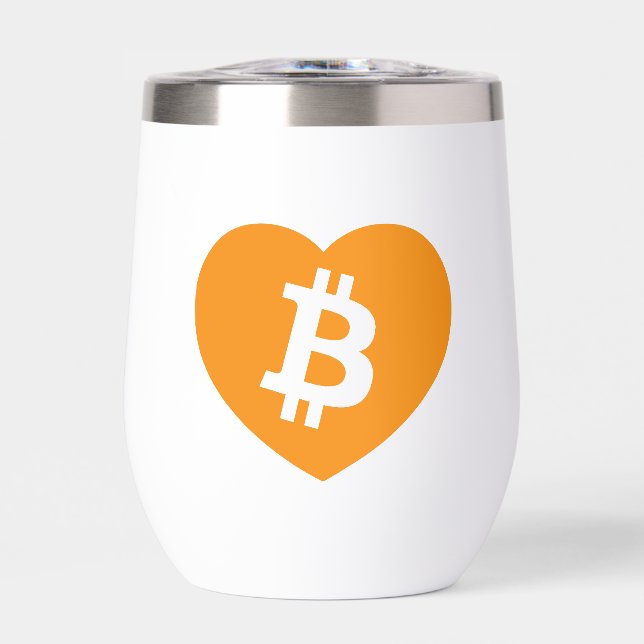 Bitcoin Logo in Heart Thermal Tumbler  (Front)