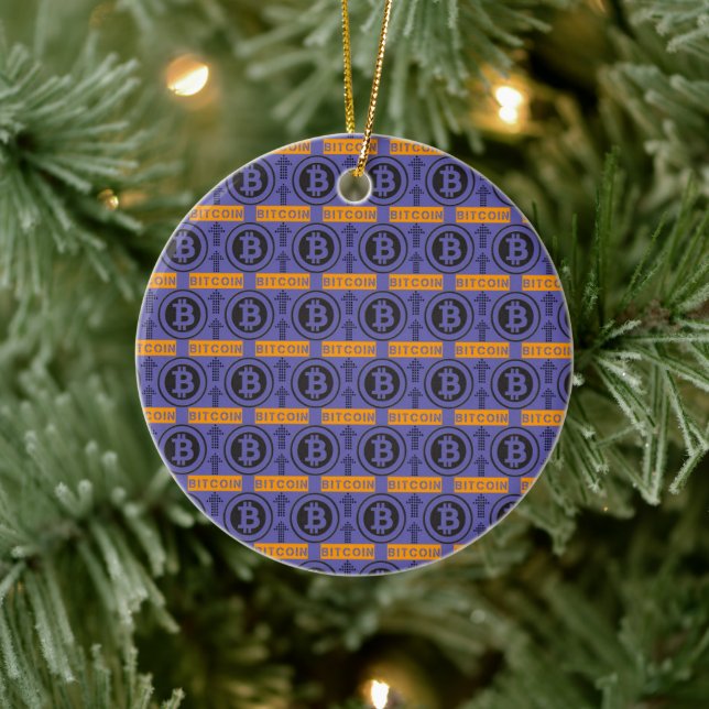 Bitcoin Logo Pattern Ceramic Ornament (Tree)