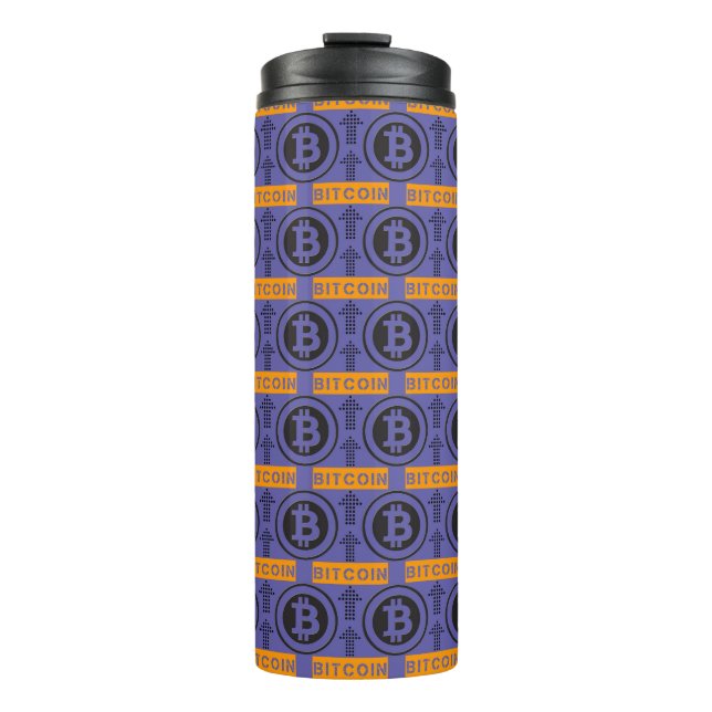 Bitcoin Logo Pattern Thermal Tumbler (Front)