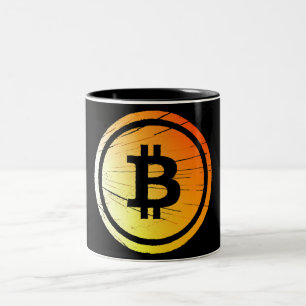 Bitcoin Logo Perfect Grunge Style Two-Tone Coffee Mug