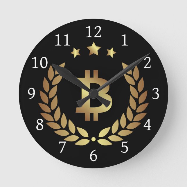 Bitcoin Logo Symbol Crypto Coin Crest Wall Clock (Front)