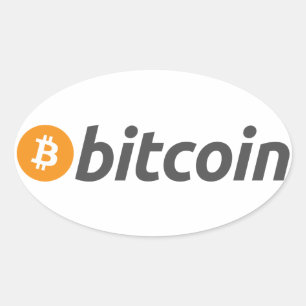 Bitcoin logo + text oval sticker