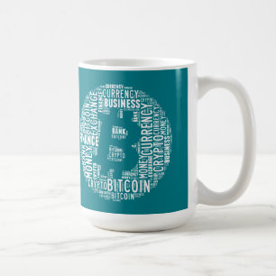 Bitcoin logo wordart graphics coffee mug